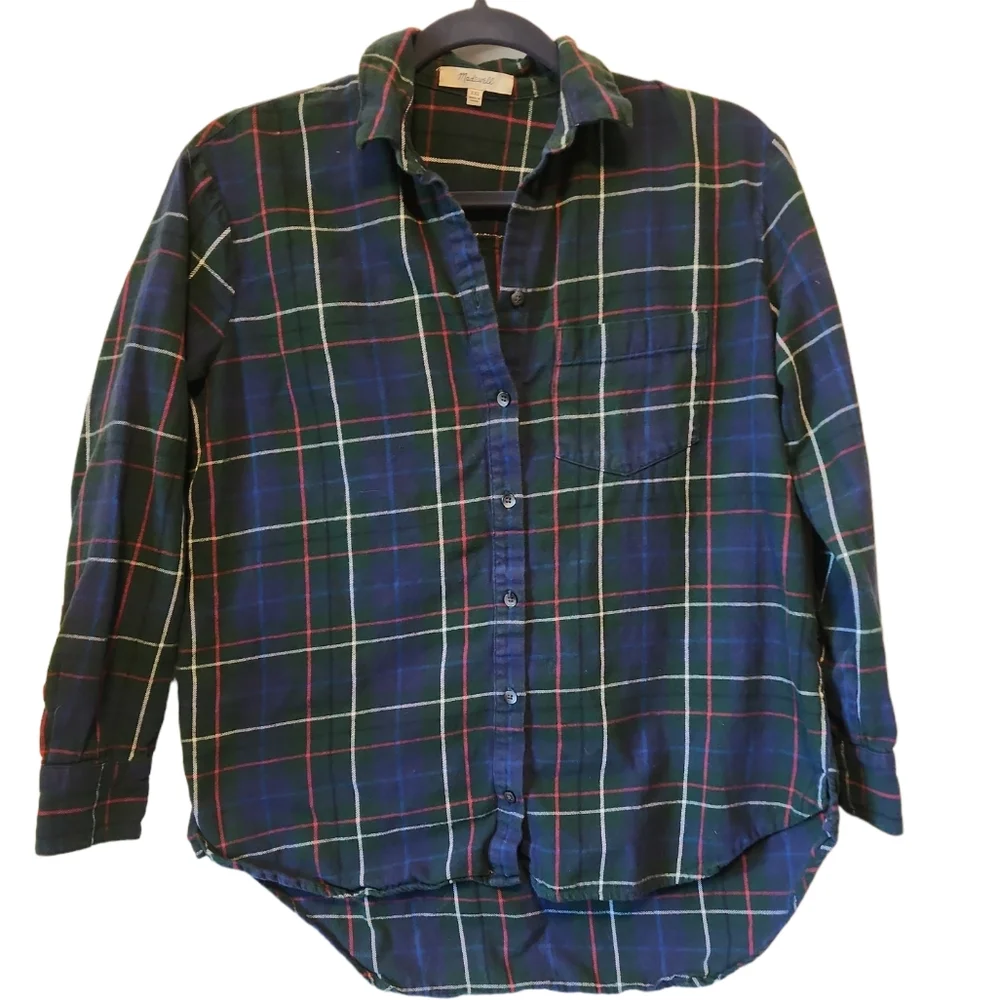 Madewell Flannel Oversized Ex-Boyfriend Button Down T-Shirt sz XXS - Picture 9 of 13